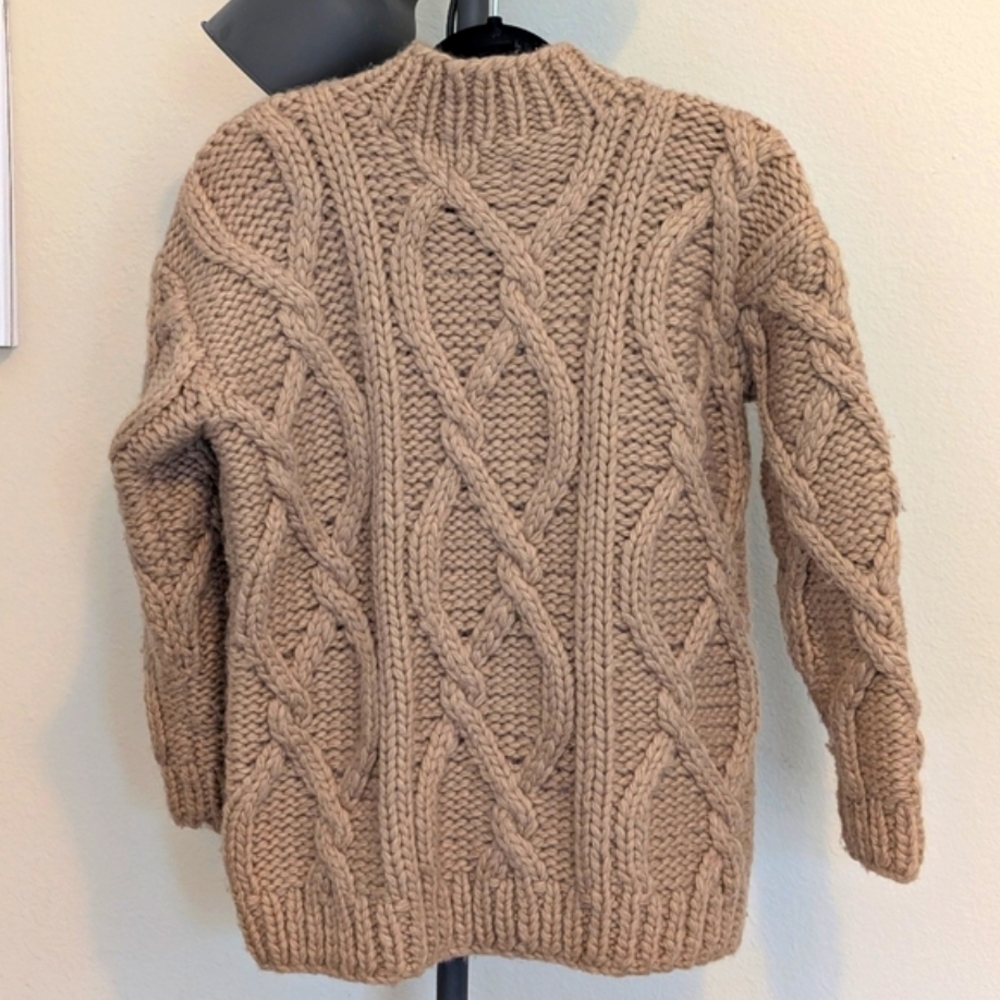 Dissh Ellis Oat Chunky Cable Knit Jumper, Tan Natural Wool Viscose Sweater, XS/S - Picture 7 of 8